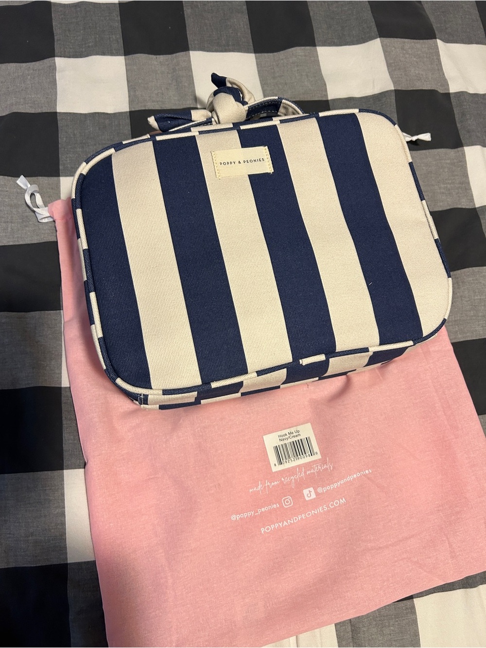 Poppy & Peonies Navy Hook Me Up Coastal Collection Cosmetic Case